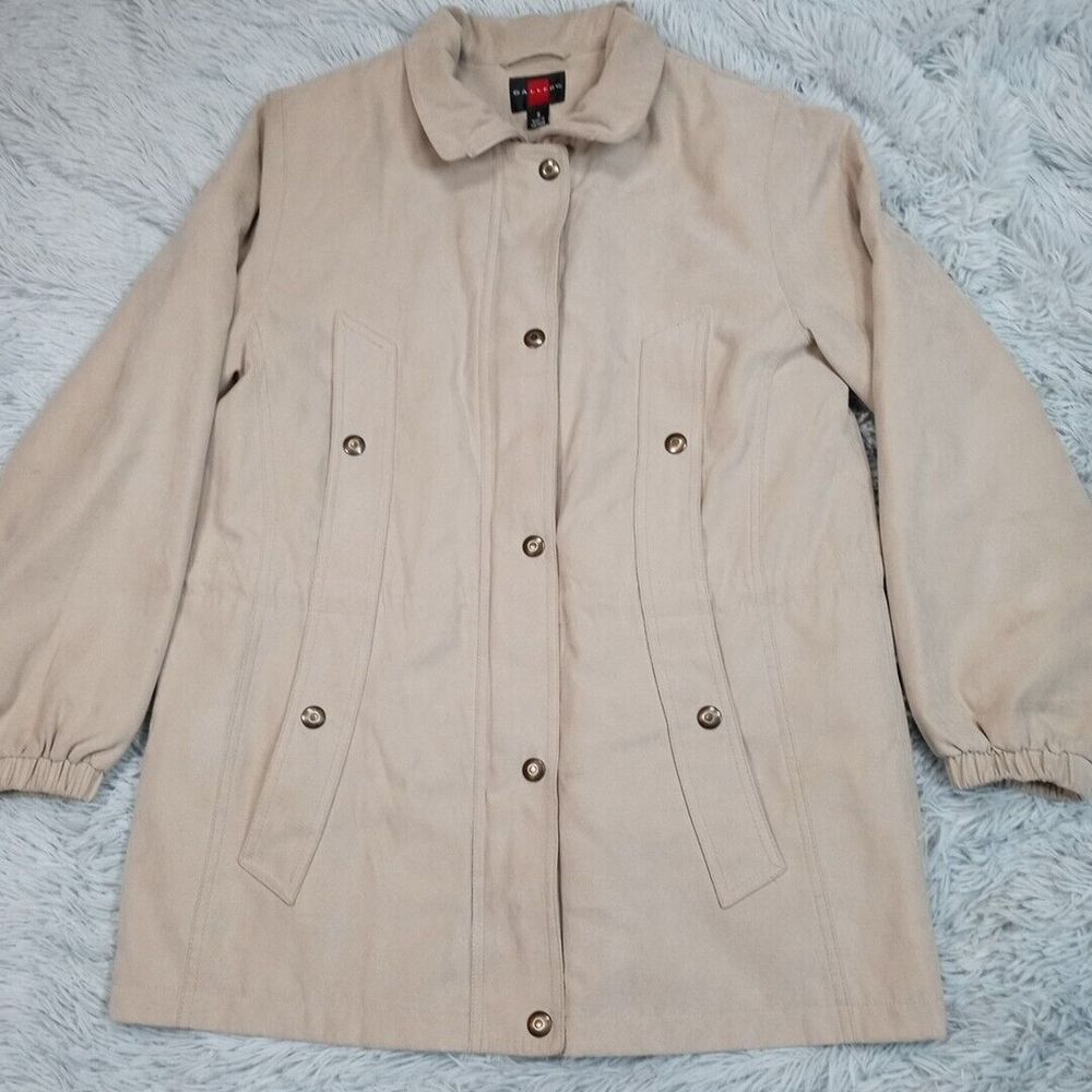 Gallery Jacket‎ Womens S Biege Lined Coat Pockets Zip Up Soft Faux Suede Casual